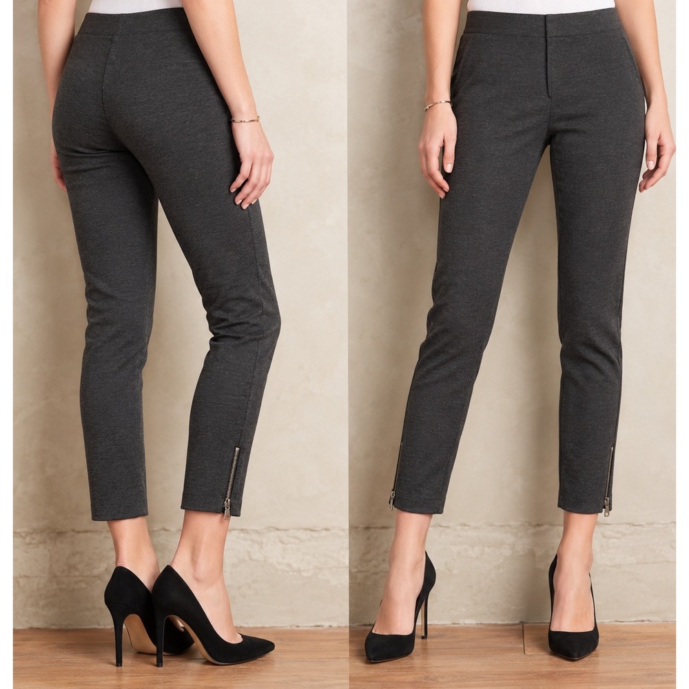 J. Jill Ponte Dark Gray Womens Pant w/ Zip Ankle, Zip Closure Sz 6, Professional